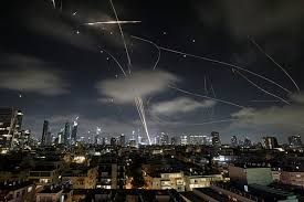 Middle East military tension map showing missile trajectory