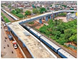 Aerial view of Bhopal right-angle bridge highlighting the sharp 90-degree turn.