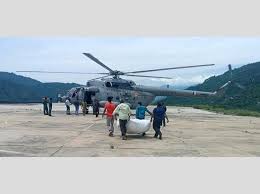 Road blocked by landslide due to Himachal flash floods and rain