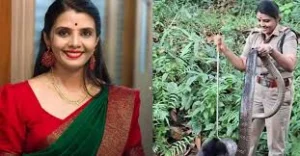 Kerala forest officer snake rescue expert handling 16-foot king cobra