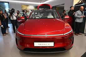 Tesla Model Y India Launch showroom unveiling in Mumbai