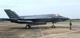 British Royal Navy F-35B fighter jet parked inside Kerala airport hangar