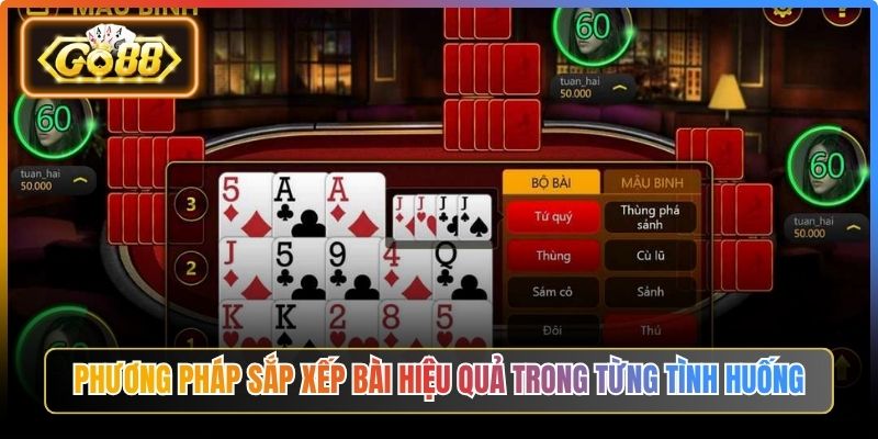 Mậu Binh Go88 – Mở Ra Cách Chơi Hiệu Quả Cho Newbie 2 Phương pháp sắp xếp bài hiệu quả trong từng tình huống